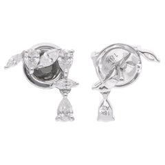 Orecchini con diamante naturale Marquise e Pear da 2,91 carati Gioielli in oro bianco 18 carati