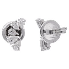 0.52 Carat Pear Shape Diamond Stud Earrings 18 Karat White Gold Handmade Jewelry