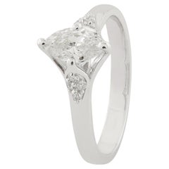 0,65 Karat Solitär Marquise Diamant Ring 18k Weißgold Handmade Fine Jewelry