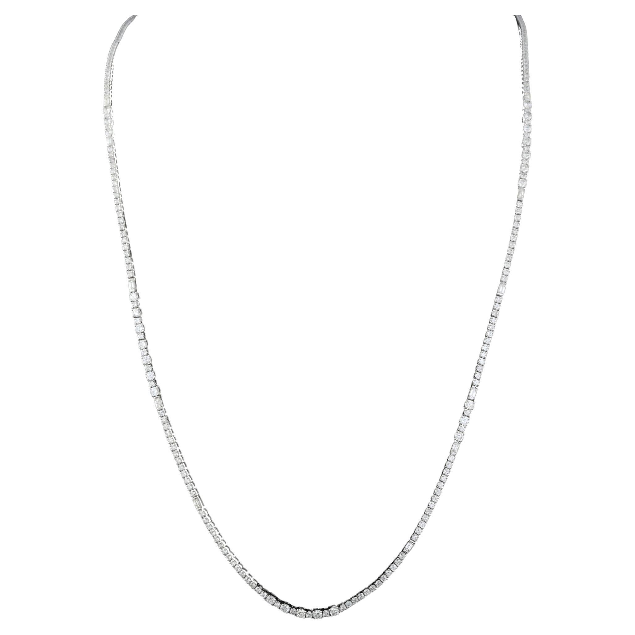 Collar de cadena de tenis con diamantes de 8,42 quilates, claridad SI y color HI, oro blanco de 18 quilates