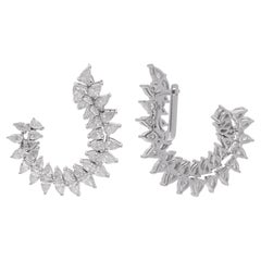 Boucles d
oreilles à pointes en or blanc 18 carats avec diamants taille poire de 4,77 carats, fabrication artisanale