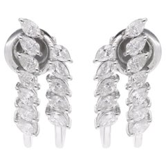 Nature 1.22 Carat Pear Diamond Earrings 14 Karat White Gold Handmade Jewelry (Boucles d'oreilles en or blanc 14 carats avec diamant poire)