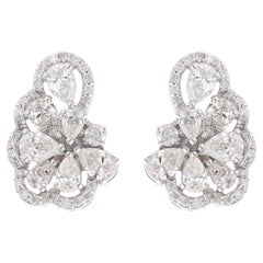 2,76 Ct. Orecchini a pera e diamante rotondo in oro bianco 18 carati Gioielli fatti a mano