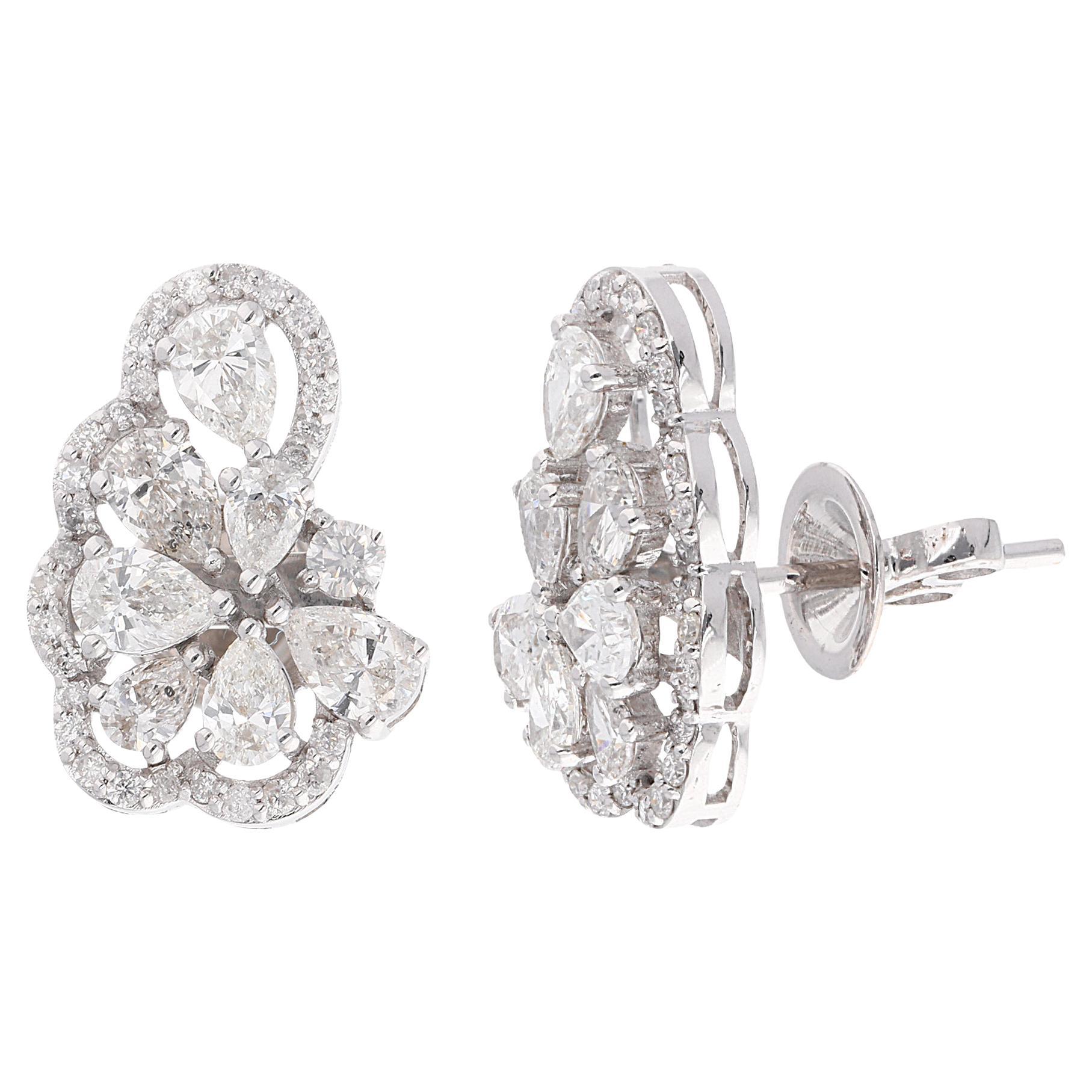 2,76 Ct. Orecchini a pera e diamante rotondo in oro bianco 14 carati Gioielli fatti a mano