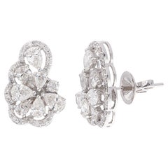 2,76 Ct. Orecchini a pera e diamante rotondo in oro bianco 14 carati Gioielli fatti a mano