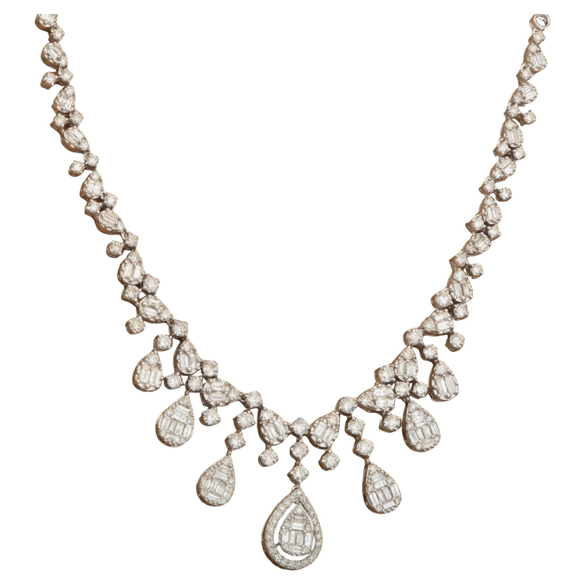 7,40 carati SI Clarity HI Color Collana di diamanti in oro bianco 18 carati Gioielli di pregio