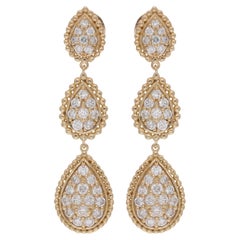 Natural 1.75 Carat SI/HI Diamond Tear Drop Earrings 18 Karat Yellow Gold Jewelry