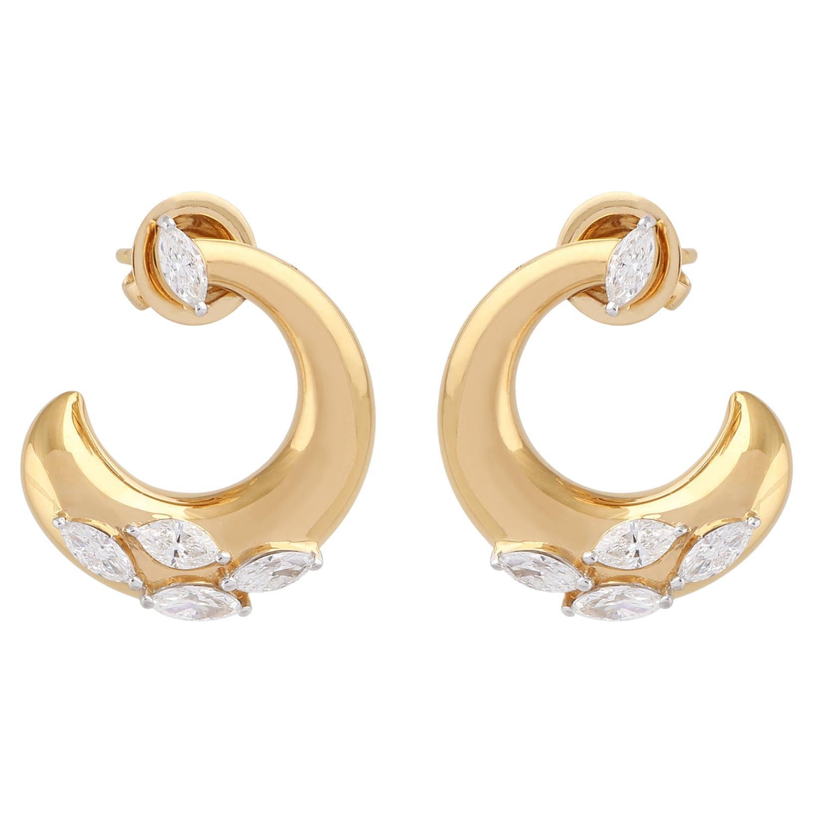 Clous d
oreilles en or jaune 18 carats avec diamants marquises naturels de 1,10 carat