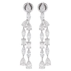 4.80 Carat Pear Marquise 
Emerald Cut Diamond Fine Earrings 14 Karat White Gold