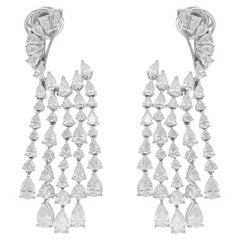 Orecchini a lampadario con diamanti tondi e pera da 5,95 carati Gioielli in oro bianco 14 carati