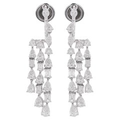 3.07 Carat Pear Emerald Cut Diamond Dangle Earrings 18 Karat White Gold Jewelry 3.07 Carat Pear Emerald Cut Diamond Dangle Earrings 18 Karat White Gold Jewelry