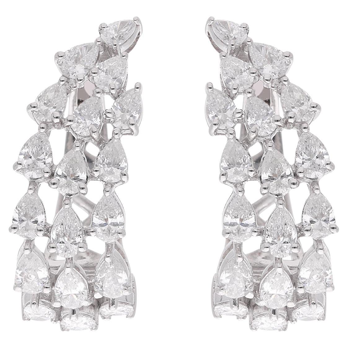 Orecchini con diamante a forma di pera da 2,03 carati in oro bianco da 18 carati