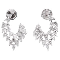 Boucles d
oreilles en diamant naturel de 2,76 carats en forme de poire Or blanc 18 carats Bijoux fins