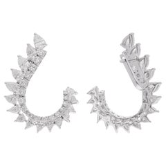 Orecchini ad ala con pera naturale e diamante rotondo da 3,79 carati Gioielli in oro bianco 18 carati