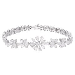 Bracciale Charm Flower con diamanti Marquise e Pear da 3,36 carati in oro bianco 18 carati