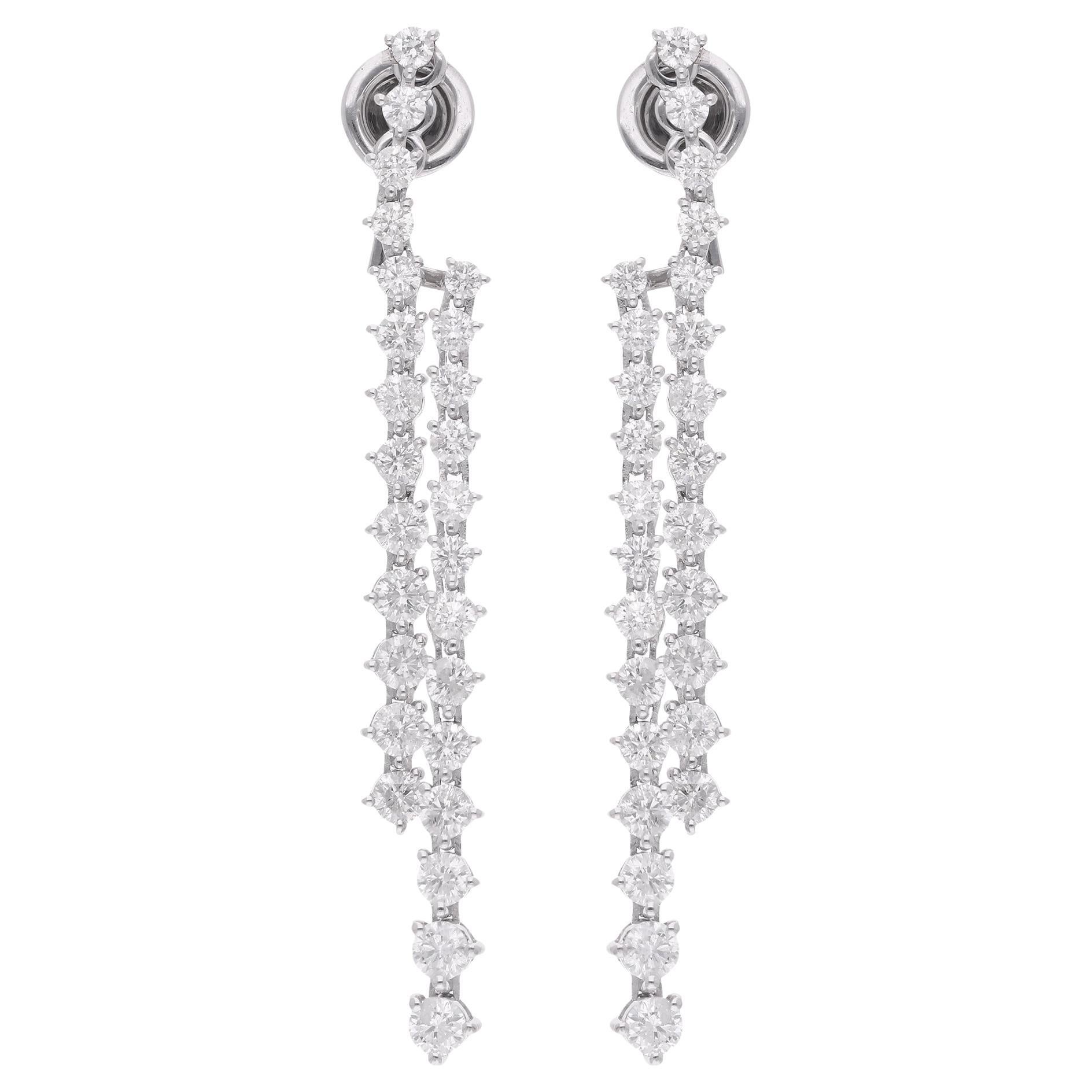 3,48 Carati SI Chiarezza HI Colore Orecchini di diamanti a giacca Gioielli in oro bianco 18kt