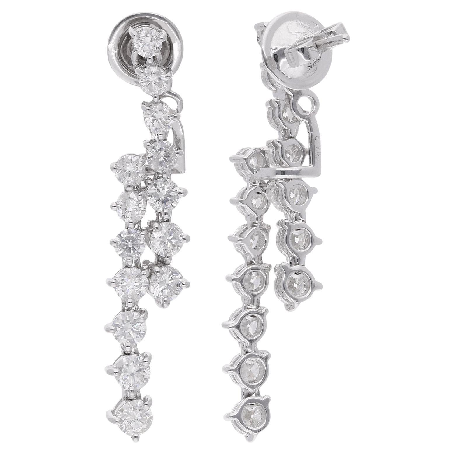 Orecchini con diamanti naturali da 3 carati in oro bianco 14 carati Gioielli fatti a mano