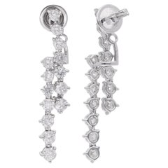 Orecchini con diamanti naturali da 3 carati in oro bianco 14 carati Gioielli fatti a mano