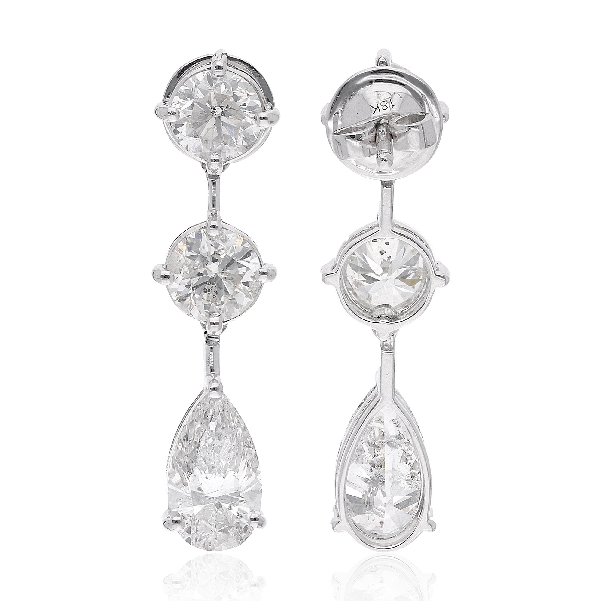 7 Karat SI Reinheit HI Farbe Diamant-Ohrringe 14 Karat Weißgold Schmuckschmuck