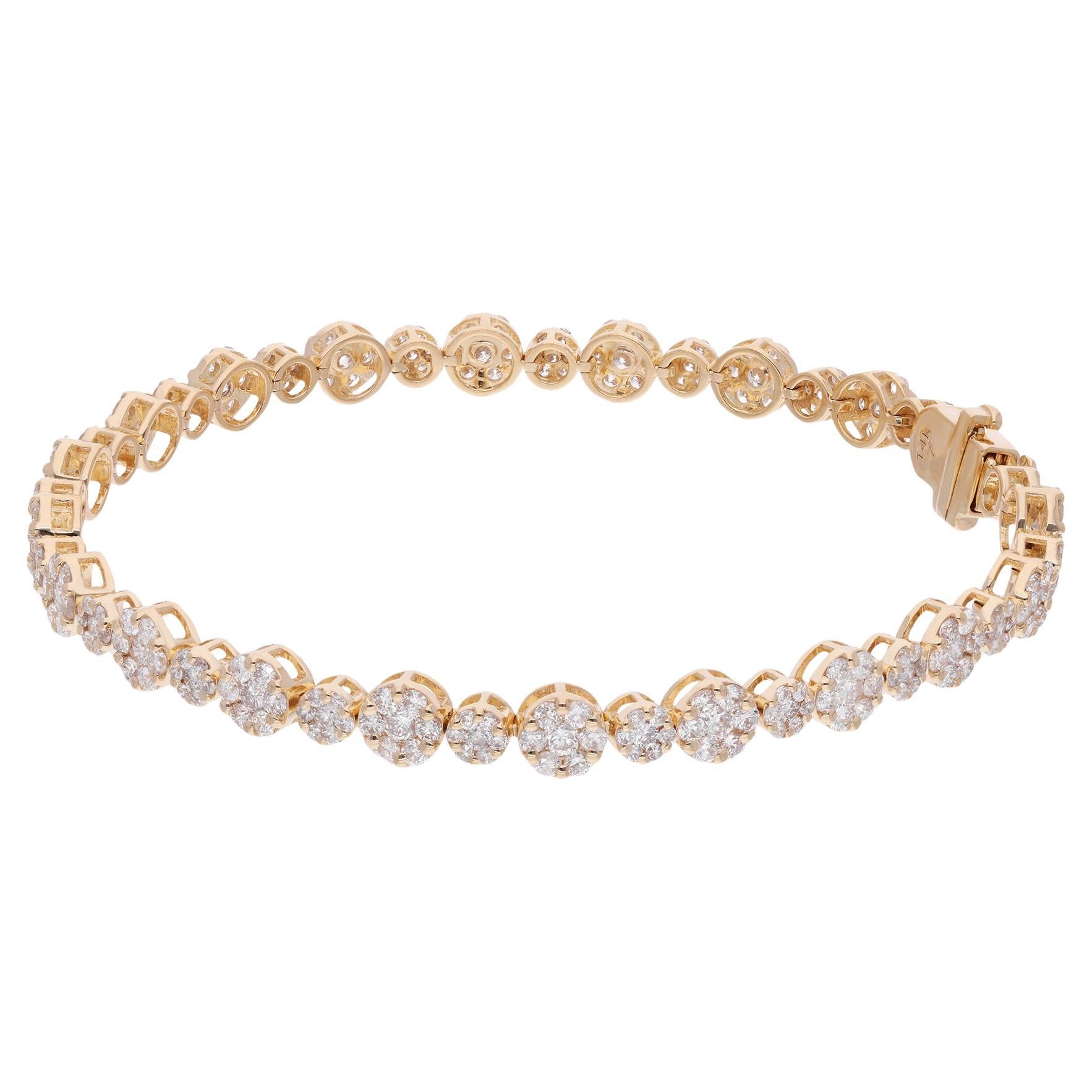 4.01 Carat Round Diamond Multi Disc Charm Bracelet 14 Karat Yellow Gold Jewelry