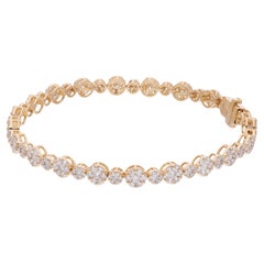 Bracelet à breloques multi-disques en or jaune 14 carats avec diamants ronds de 4,01 carats