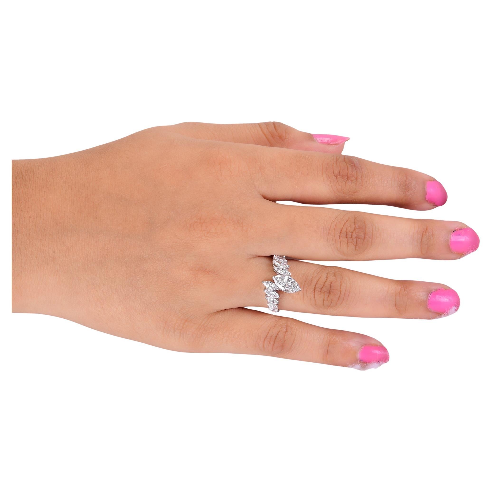 Natürlicher natürlicher 1,85 Karat Marquise-Diamant-Wickelring 18 Karat Weißgold feiner Schmuck im Angebot