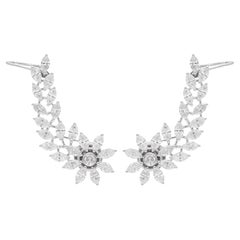 Pendientes Marquesa Real y Diamante Redondo en Forma de Hoja 18 Kilates Oro Blanco