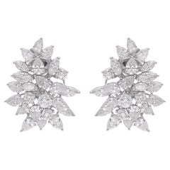 Orecchini con diamanti naturali a forma di marquise e pera da 9,58 carati in oro bianco 14 carati