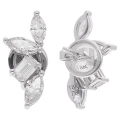 1.70 Ct. Boucles d
oreilles en or blanc 14 carats avec diamants en forme de marquise et d
émeraude