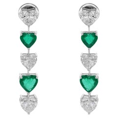 Cuore di smeraldo dello Zambia Gemma Diamante Orecchini pendenti in oro bianco 18 Kt Gioielli