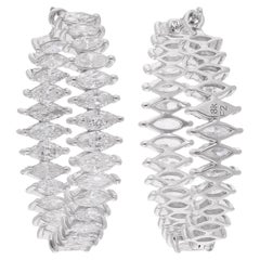 Orecchini a cerchio di diamanti marquise da 5,47 carati naturali in oro bianco 14 carati