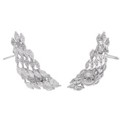 Natural 3.6 Carat Marquise Diamond Ear Cuff Earrings 18 Karat White Gold Jewelry