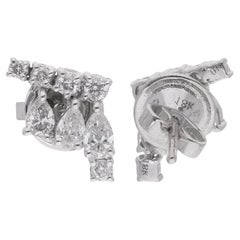 0,84 Karat runder
birnenförmiger Diamant-Ohrstecker aus 18 Karat Weißgold Schmuck