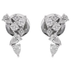 0,6 ct. Ohrstecker aus 14 Karat Weißgold mit birnenförmigen und runden Diamanten, handgefertigt