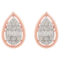 0,8 Ct. Orecchini a perno con diamante Baguette di colore HI e purezza SI in oro rosa 10 carati