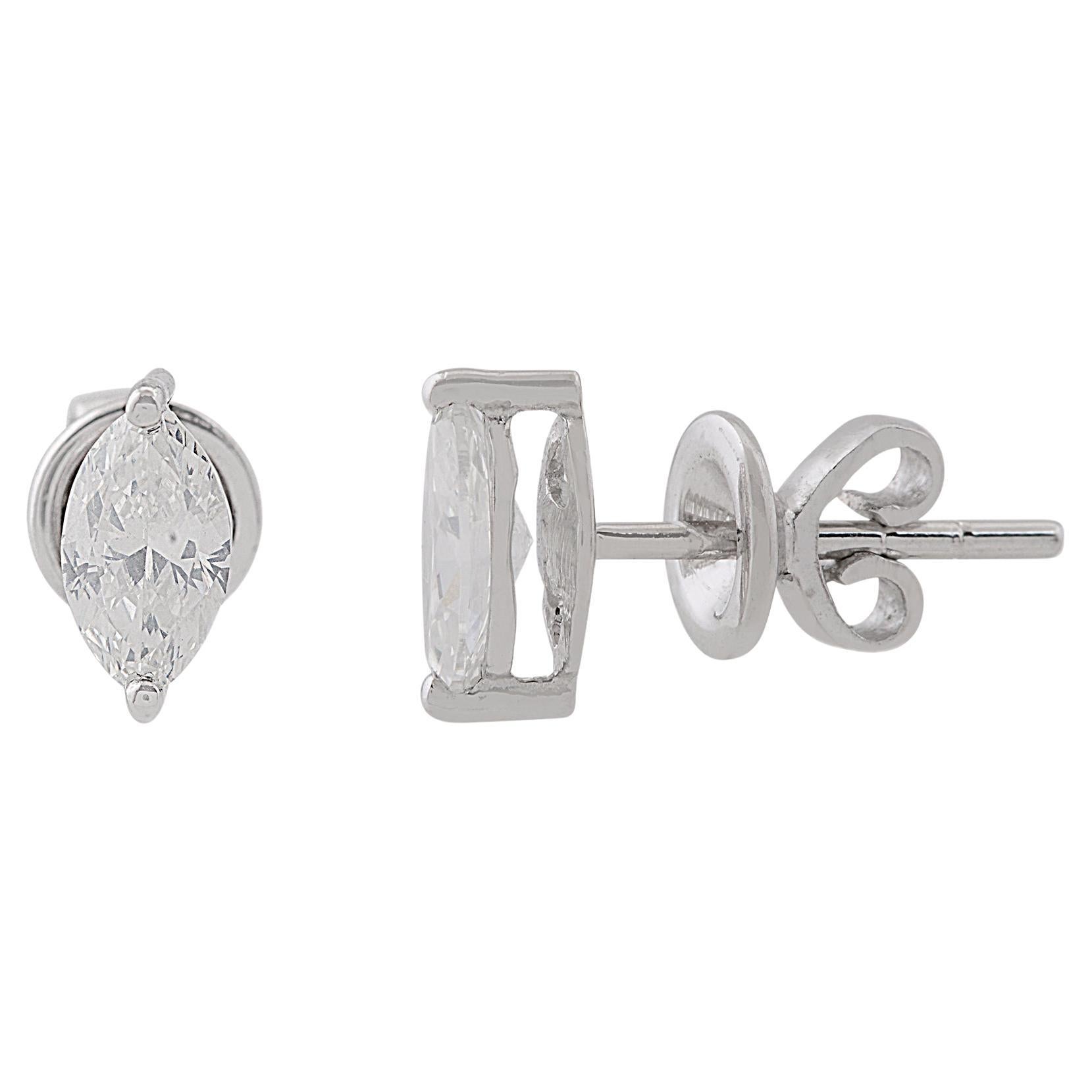 Orecchini con diamante solitario Marquise da 0,78 carati in oro massiccio 10k Whiting