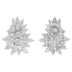 Orecchini fini di diamanti tondi, marquise e pera da 5,01 carati Nature, oro bianco 18 carati