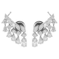 2.57 Carat Marquise Pear Round Diamond Ear Cuff Earrings 18 Karat White Gold