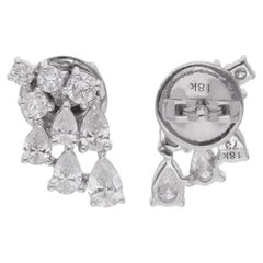 1,11 Ct. Orecchini con pera e diamante rotondo in oro bianco 18 carati Gioielli fatti a mano