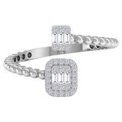 Anello a fascia con diamante naturale SI Color HI Baguette Gioielli in oro bianco massiccio 18 carati