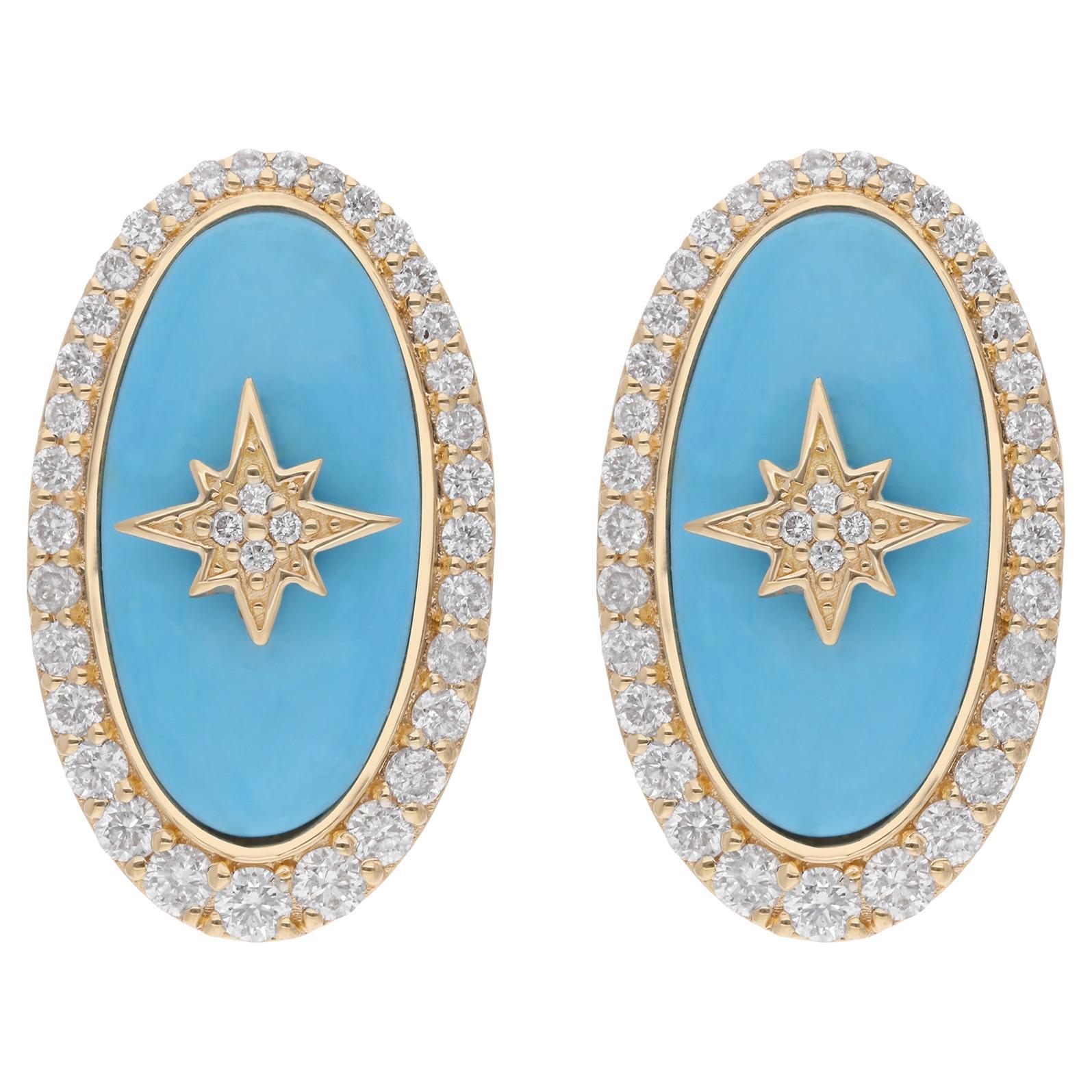 Boucles d
oreilles étoile ovale en or jaune 18 carats et diamants