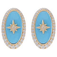 Boucles d
oreilles étoile ovale en or jaune 18 carats et diamants