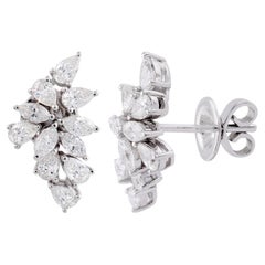 Orecchini con diamanti marquise da 2 carati reali SI Clarity HI Color Oro bianco 18 carati