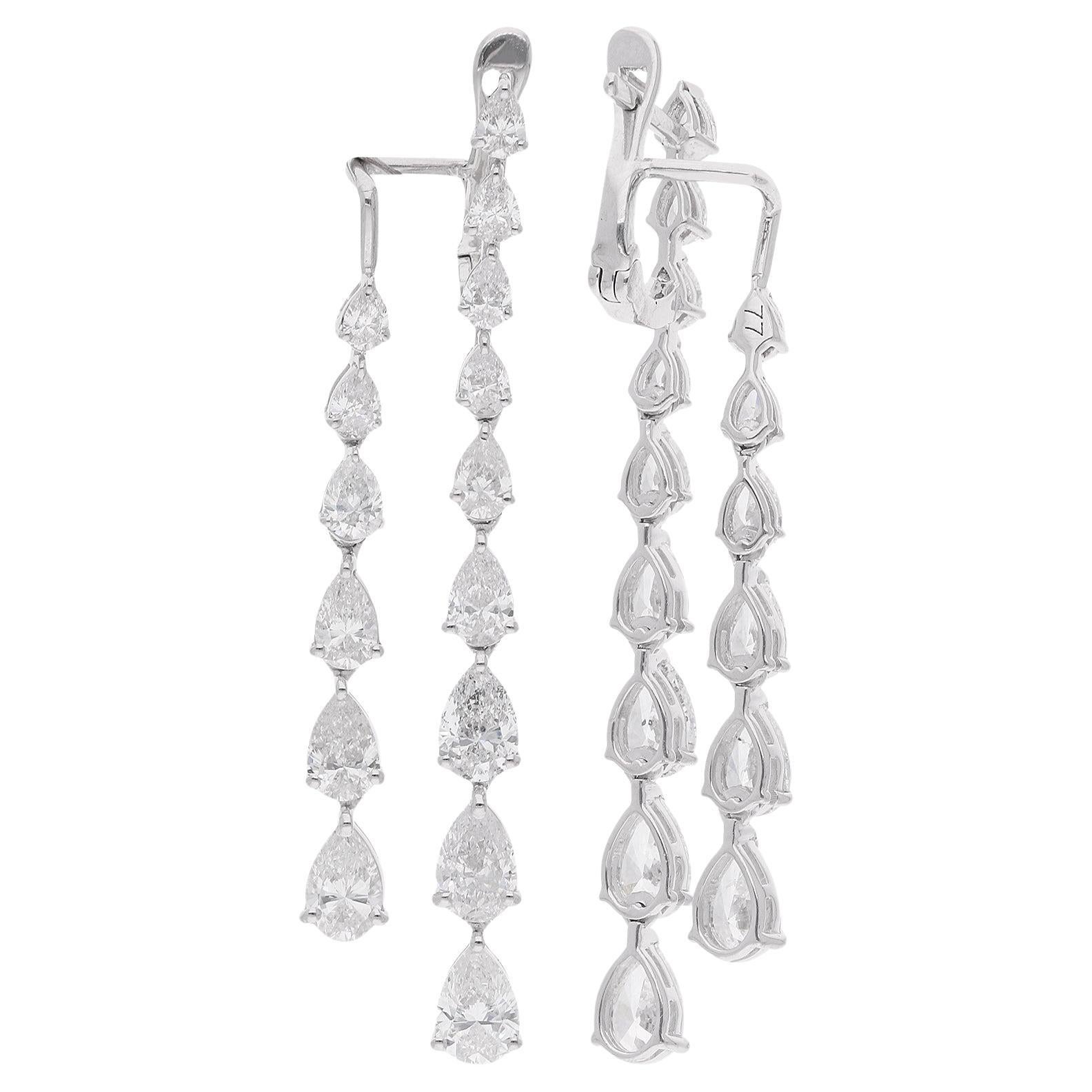 Pendientes de diamantes en forma de pera de 4,17 quilates reales Joyas de oro blanco de 18 quilates