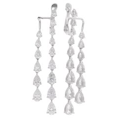 Pendientes de diamantes en forma de pera de 4,17 quilates reales Joyas de oro blanco de 14 quilates