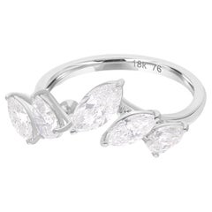 Anillo de Promesa de Diamantes Pera y Marquesa Oro Blanco 14 Kilates Joyería Fina Hecha a Mano