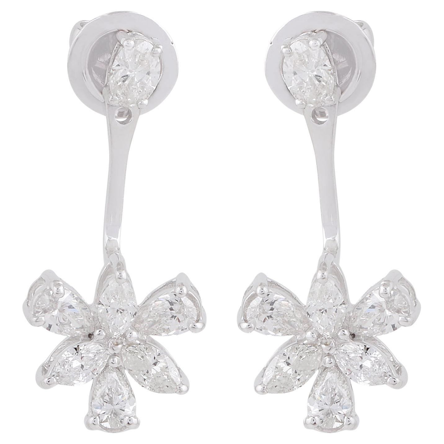 Real 2 Carat Pear
Marquise Diamond Jacket Earrings 18 Karat White Gold Jewelry