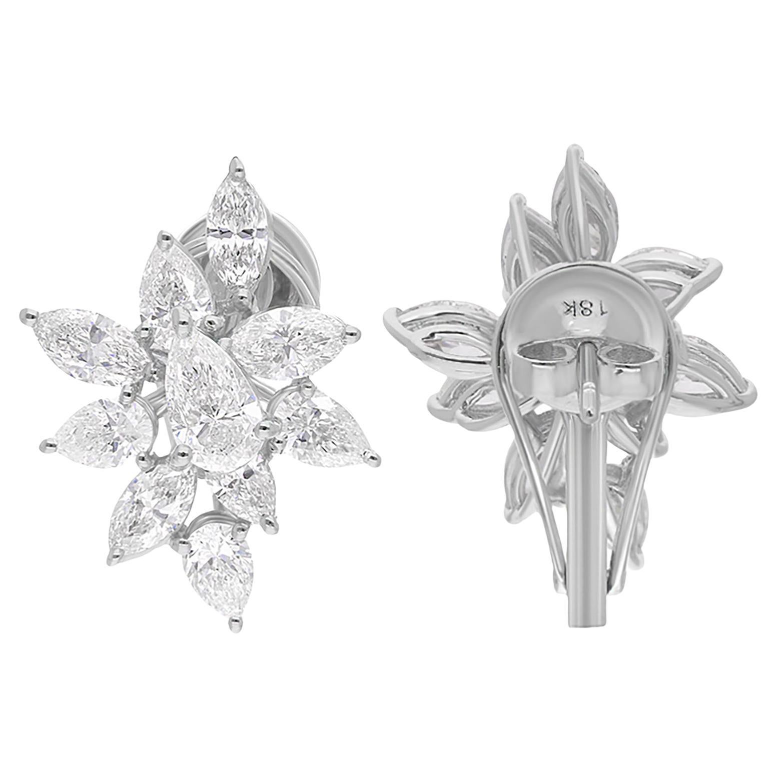 Orecchini a pera e diamante marquise da 4,07 carati Gioielli in oro bianco 18 carati