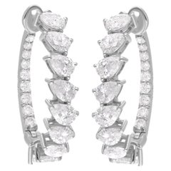 Purezza SI Colore HI Orecchini a cerchio con pera e diamante rotondo Oro bianco 14 carati