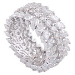 Anillo de oro blanco de 18 quilates con diamantes marquesa SI/HI de 6 quilates naturales